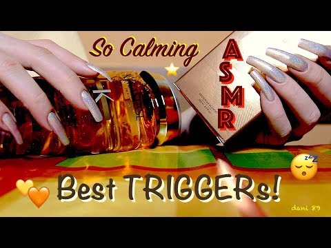 🤩 My fav 💛 🧡 Calming ASMR with different TRIGGERs 🎧 My natural NAILS in Yellow_Holographic theme! ⭐️