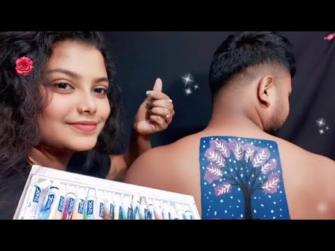 ASMR Doing My Husband Relaxing Back Painting 🎨🧑‍🎨