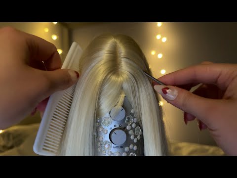 Scalp Check & Massage on Real Hair (Metal Tool + Comb) [ASMR}
