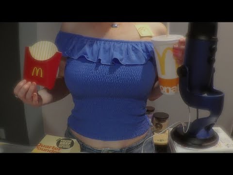 ASMR Gum Chewing McDonald's Cashier Role Play.  Funny