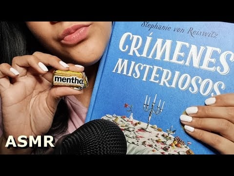 ASMR Comiendo Caramelo + Lectura susurrada | Libro crímenes misteriosos | ASMR en Español