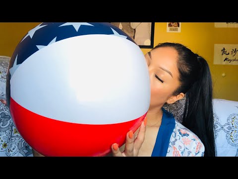 ASMR BLOWING & POPPING A BEACH BALL