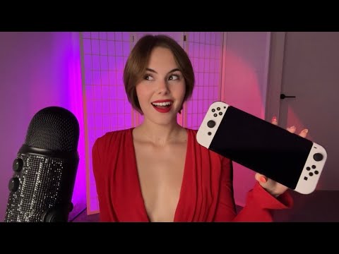 ASMR | Unboxing my Nintendo Switch OLED + Games (soft spoken, tapping…)