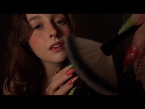 ASMR a little bit of everything (face brushing, trigger words, mouth sounds, taps, mic scratches)