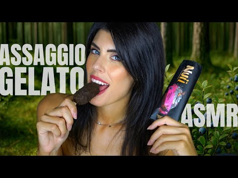 ASMR 🍦 GELATO NUII (Fondente e Mirtilli) • Assaggio + Curiosità su Paesi del Nord e Vichinghi