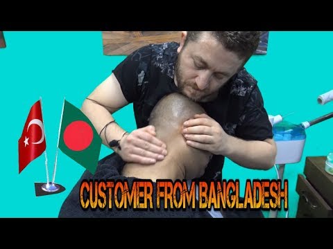 ASMR TURKISH BARBER MASSAGE= NECK CRACK= head back arm face ear wire massage = KAFA SIRT KOL MASAJI