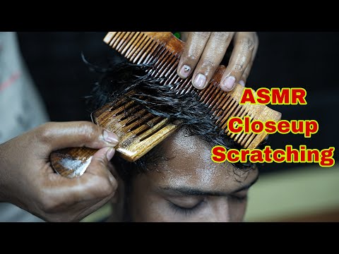 ASMR Closeup Head Scratching With Comb | Heavy Oil Closeup ASMR Comb Massage | Satisfying Scratching