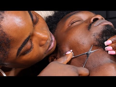 ASMR ✨Gentle Face Care at Home | Beard Washin, Grooming, Shavin, Ingrown Hair Removal & Neck Massage