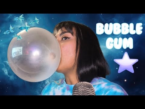 ASMR Chewing Different Pieces Of Gum , Blowing Bubbles, Mouth Sounds
