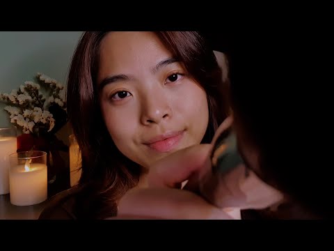 ASMR Brushing You To Sleep 🦋 Full Lens Covering Slow Fluffy Face Brushing (Whispers Only)