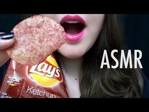 ASMR Lay's KETCHUP CHIPS ~ EXTREMELY SATISFYING Crunchy Eating Sounds!