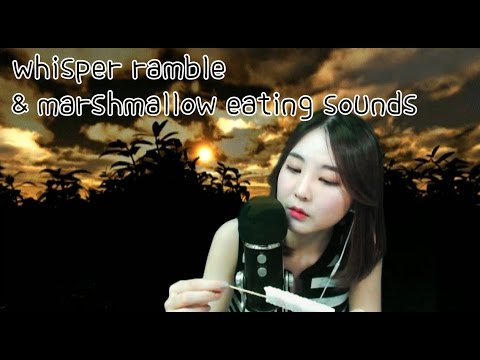 korean한국어asmr/속삭이는 100문 100답/whisper ear to ear/ramble+marshmallow eating/binaural