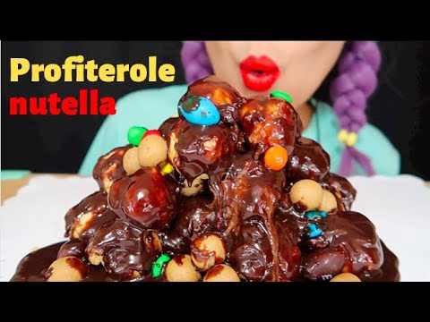 ASMR NUTELLA OVERLOADED PROFITEROLES 누텔라 부먹 크림퍼프 CURIE.ASMR