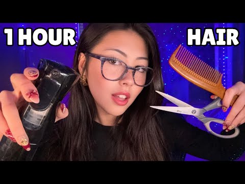 1 Hour ASMR Hair Treatments: haircut, clipping (invisible clips), head massage, scalp scratching …