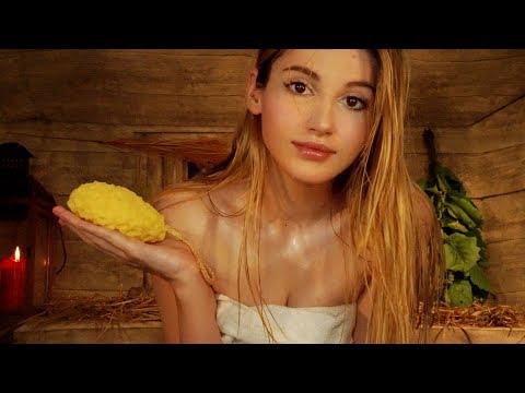 ASMR - Let's enjoy a HOT Sauna together! WASHING YOU and MASSAGING you! Most REAL SAUNA EXPERIENCE!