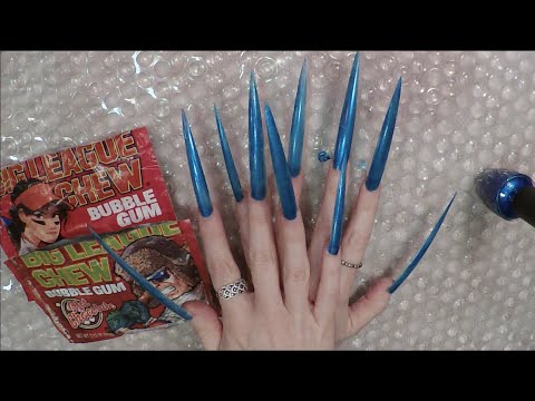 ASMR Intense Gum Chewing Ramble | Applying and Polishing Super Long Nails | Whispered