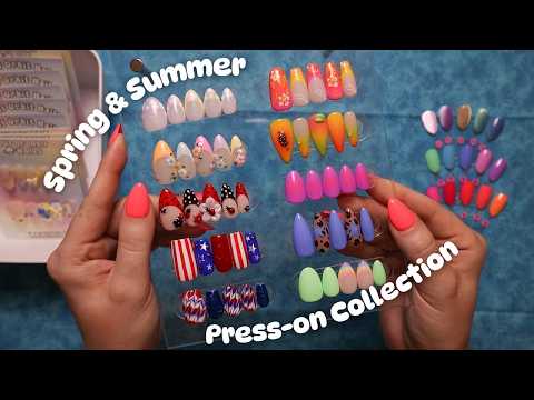 ASMR Spring/Summer Press On Nail Collection Show & Tell 🌺 Close Whispers and Nail Sounds 💅🏼