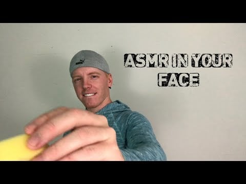 ASMR up close face touching and ear whispers