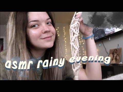rainy evening close up clicky asmr whispers ☁️💧+ showing my fiber art studies