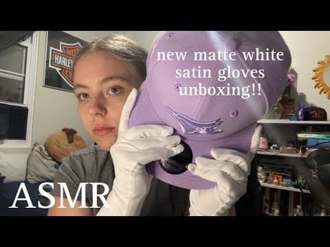 ASMR new white matte satin gloves unboxing