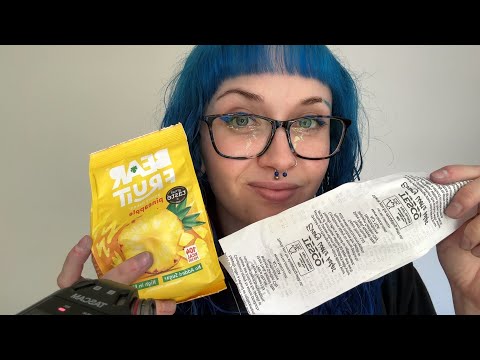 ASMR Eating Dried Pineapple & Food Shop Receipt Reading [Soft Spoken] 🍍