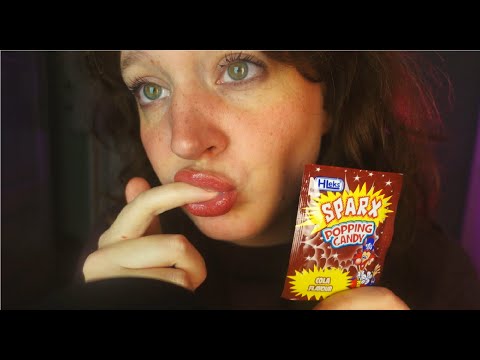 ASMR eating pop rocks with finger and wooden spoon (no talking, 1 hour, eating/mouth sounds)