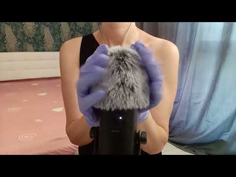 ASMR Pure Tingles:  Violet Gloves &  Fluffy Mic (No Talking)