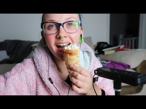 ASMR Cream Horn Pastry Eating Sounds