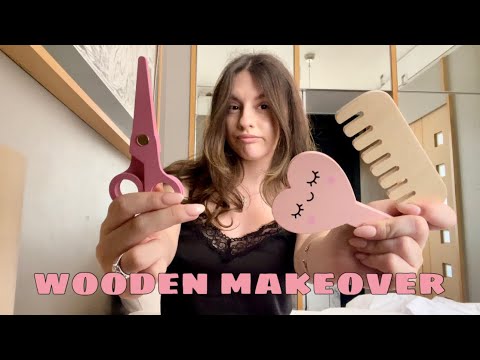 ASMR Giving you a wooden makeover💄