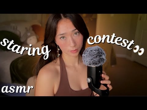 ASMR Staring Contest 👀 (eye contact practice, fluffy mic scratching, mic blowing)