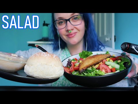 ASMR Eating Smoked Mackerel Salad With Balsamic Mayo & Bread Roll 🐟🥗
