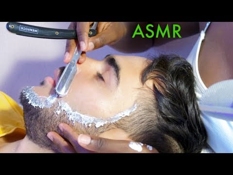 ASMR Moustache Shape Up with a Straight Razor 🪒