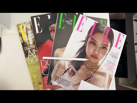 ASMR| Magazine page flipping & some tracing 📖