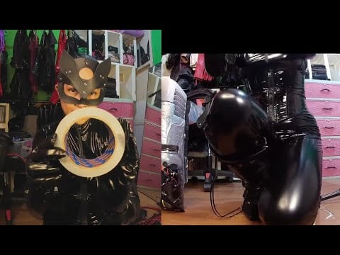 CATWOMAN roleplay in Livestream ( LEATHER Jacket, Catsuit, Gloves BOOTS)