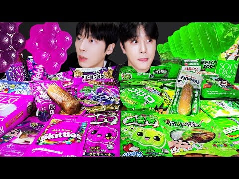 ASMR MUKBANG | 편의점 꿀젤리 그린 퍼플 디저트 아이스크림 먹방 & DESSERT GALAXY HONEY JELLY CANDY