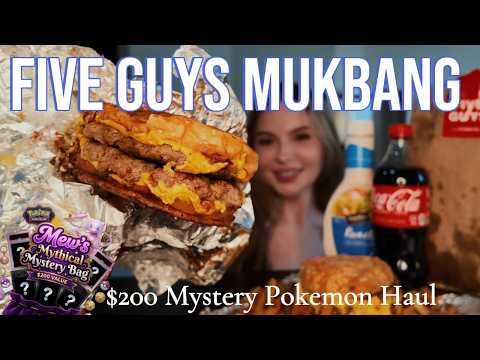 Five Guys Mukbang + I Spent $200 on a Pokémon Mystery Bag… Was It Worth It?! 👀