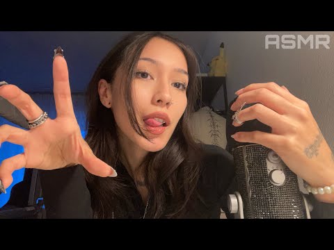 ASMR ☆ Mouth Sounds w/ hand movements (+mic triggers)