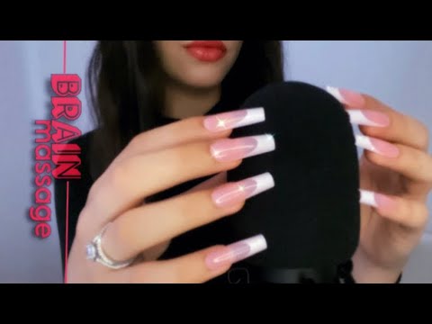 ASMR♡Brain Massage💆🏼‍♀️Long Nails💅🏼(Scratching, Mic Brushing, Nail Tapping, No Talking)✨