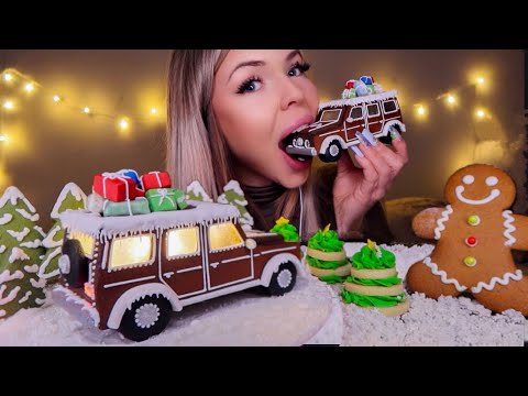 ASMR GINGERBREAD MERCEDES G WAGON, EDIBLE CHRISTMAS TREES, GINGERBREAD MAN, CHRISTMAS MUKBANG 먹방