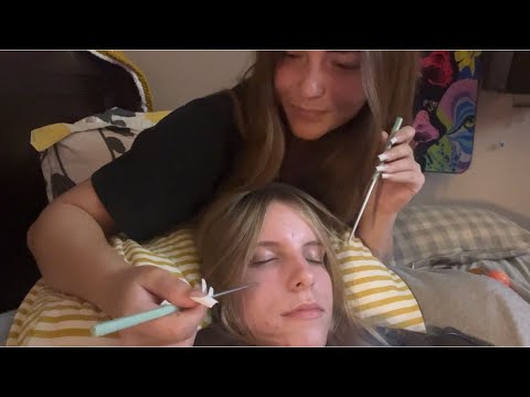 Asmr on my best friend (sharp or dull, tests, brushing, tapping, scratching etc)