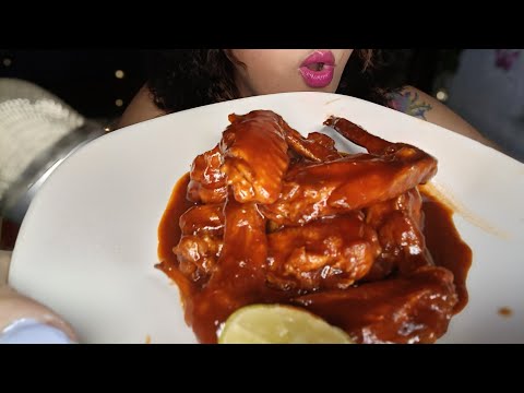 ASMR Comiendo Alitas de pollo adobadas 😋