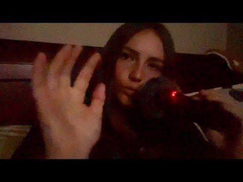 Gentle & Slow ASMR | Mouth sounds, Handmovements + fluffy mic cover ~ Dark setting