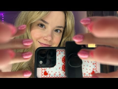 ASMR FACE TAPPING & HAND MOVEMENTS! Up Close Whispers, Unintelligible, Mirror