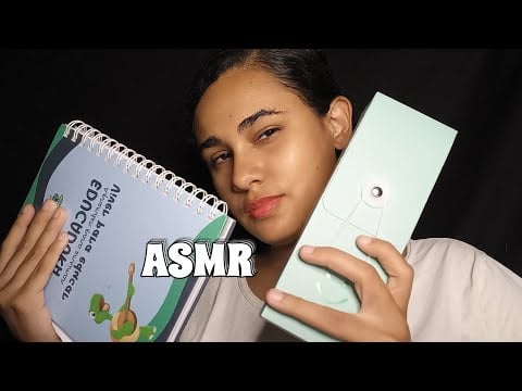 ASMR CASEIRO sons de OBJETOS PAPELARIA e sons de BOCA (meu material escolar)
