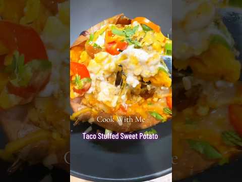 Taco Stuffed Baked Sweet Potato ✨ I could eat this everyday! #cookwithme #sweetpotato #healthyfood