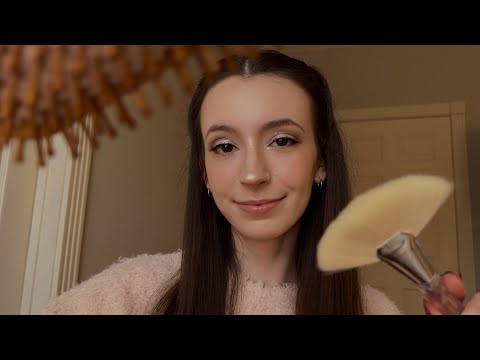 ASMR brushing your face & hair to help you sleep😴 | no talking | personal attention