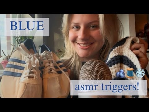 BLUE asmr trigger assortment for tingly sleep 💤 (tapping, fabric scratching, slime, etc) 