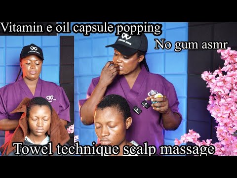 ASMR ✨ relaxing vitamin e capsule scalp massage, towel technique scalp stimulation and ear massage