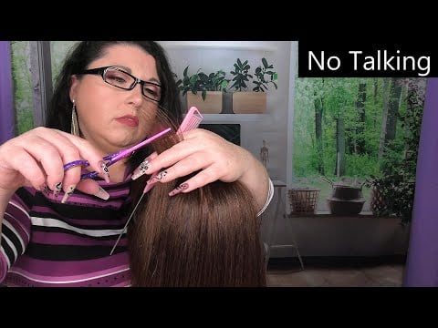 ASMR Hair Salon Roleplay (NO TALKING) (Wet Haircut, Scalp Massage, Hair Straightening, Scratching)