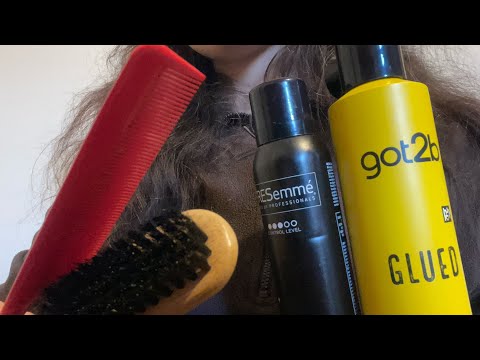 ASMR hair styling🎀 sleek back 🪮extra strong holding, brushing, parting - no talking
